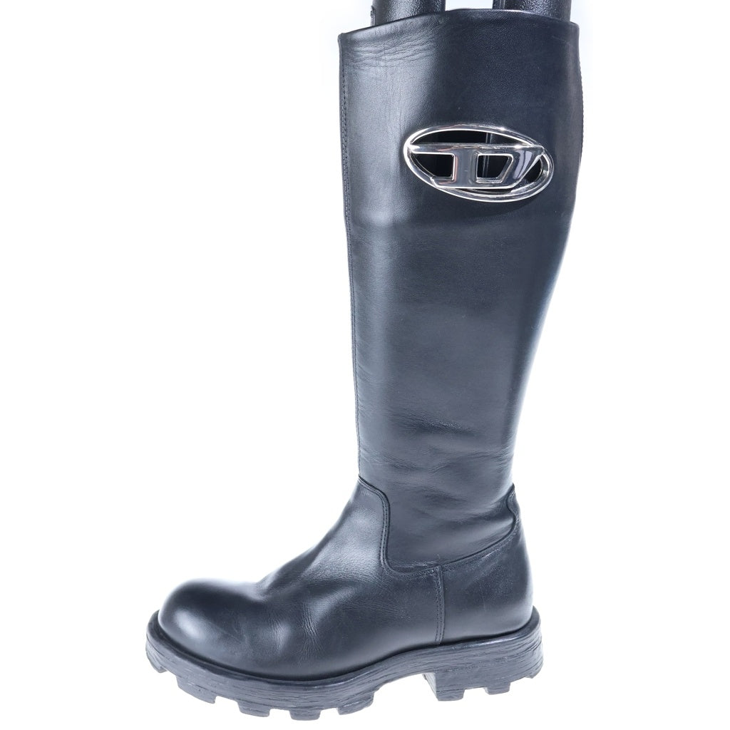 DIESEL(ディーゼル) D-HAMMER LEATHER KNEE HIGH BOOTS ディーハンマー レザー サイドジップ ニーハイブーツ レディース ブラック