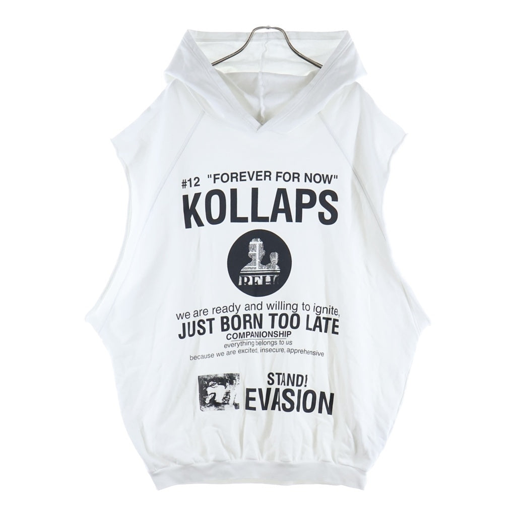 RAF SIMONS(ラフシモンズ) 21AW ARCHIVE テロ期 復刻 KOLLAPSプリント オーバーサイズ ノースリーブ パーカー ホワイト A01-122 19003-00010