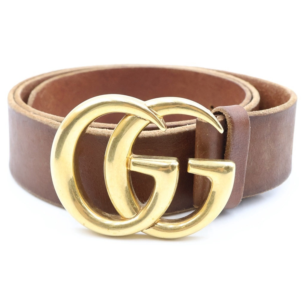 GUCCI(グッチ) GGマーモント レザーベルト ゴールド金具 ブラウン 409416