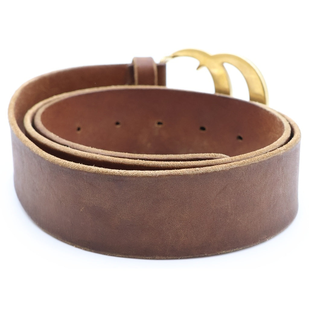 GUCCI(グッチ) GGマーモント レザーベルト ゴールド金具 ブラウン 409416