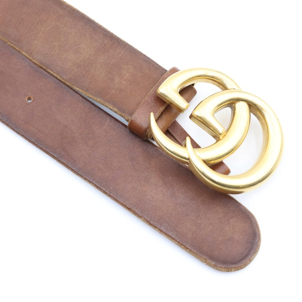 GUCCI(グッチ) GGマーモント レザーベルト ゴールド金具 ブラウン 409416