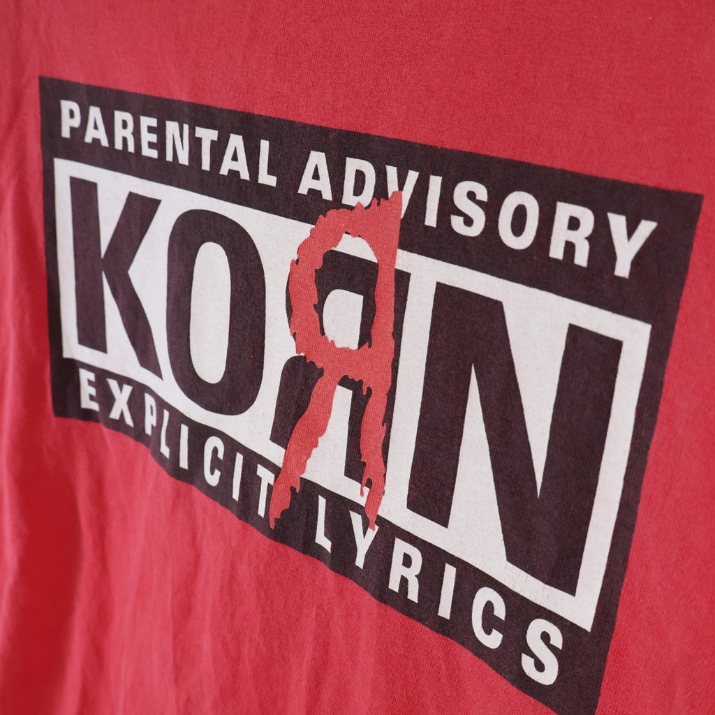 VINTAGE(ヴィンテージ) 90-00S KORN PARENTAL ADVISORY EXPLICIT LYRICS ALSTYLE コーン ペアレンタル・アドバイザリー フロントプリント半袖Tシャツ