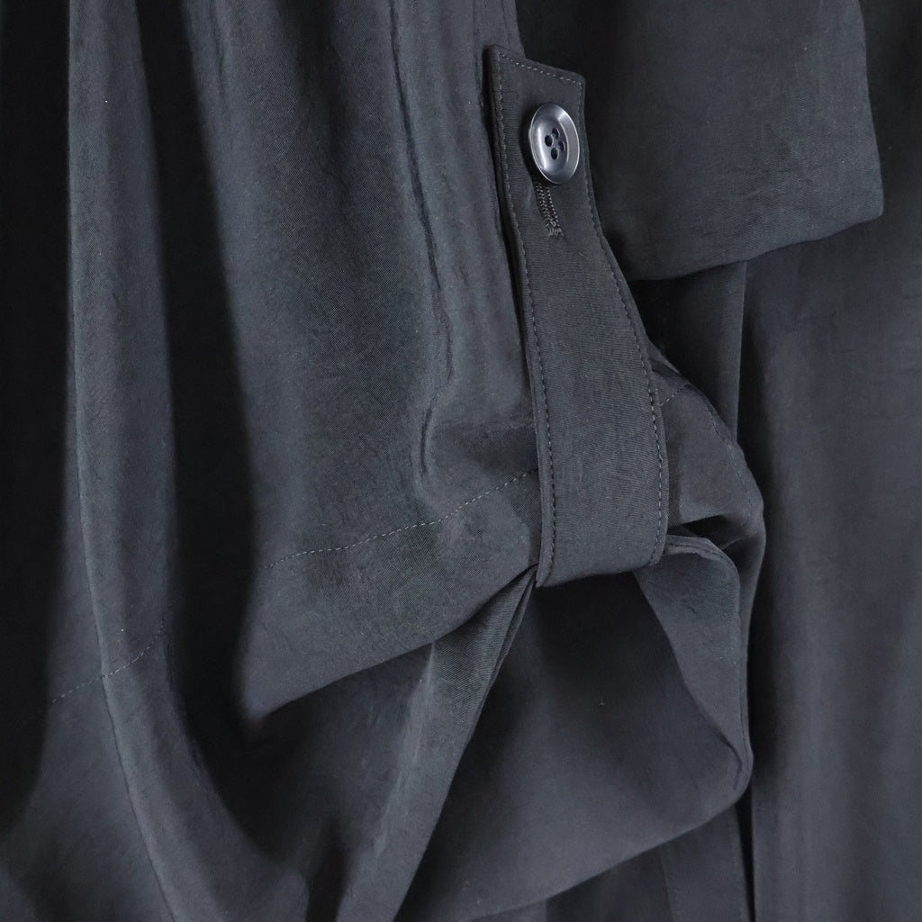 Y's(ワイズ) TA/PE CREPE DE CHINE COLLARLESS DOLMAN COAT テープ クレープ ノーカラー ドルマンコート レディース ブラック YW-C15-500
