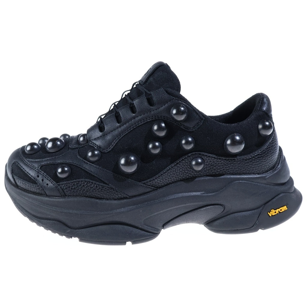 Y's(ワイズ) SYNTHETIC LEATHER DOT DAD SNEAKER ドットデザイン レザー ダッドスニーカー レディース ブラック YK-E01-993