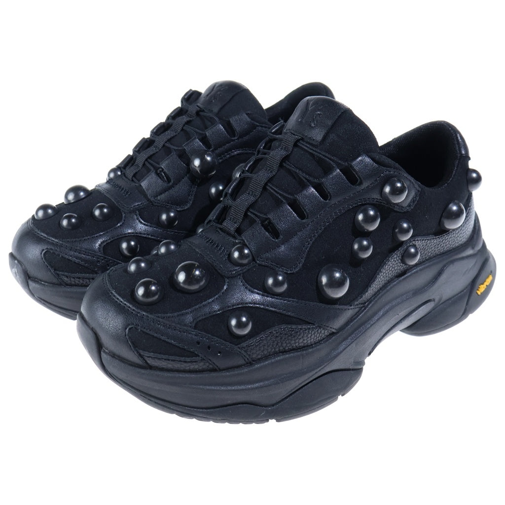 Y's(ワイズ) SYNTHETIC LEATHER DOT DAD SNEAKER ドットデザイン レザー ダッドスニーカー レディース ブラック YK-E01-993