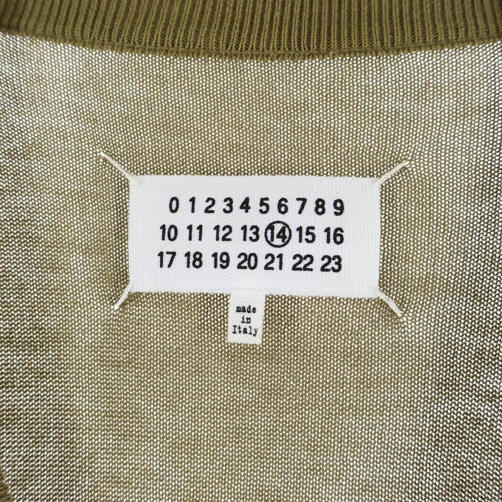 Maison Margiela(メゾンマルジェラ) エルボーパッチ付き Vネック コットン ニットカーディガン セーター カーキ S30HA0801