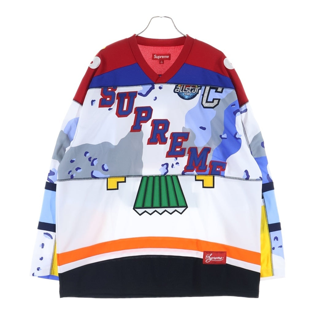 SUPREME(シュプリーム) 26SS Paneled Hockey Jersey パネルド ジャージー ポリエステル ロゴワッペン Vネック 長袖ホッケーTシャツ マルチ