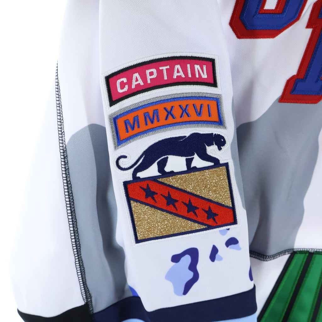 SUPREME(シュプリーム) 26SS Paneled Hockey Jersey パネルド ジャージー ポリエステル ロゴワッペン Vネック 長袖ホッケーTシャツ マルチ