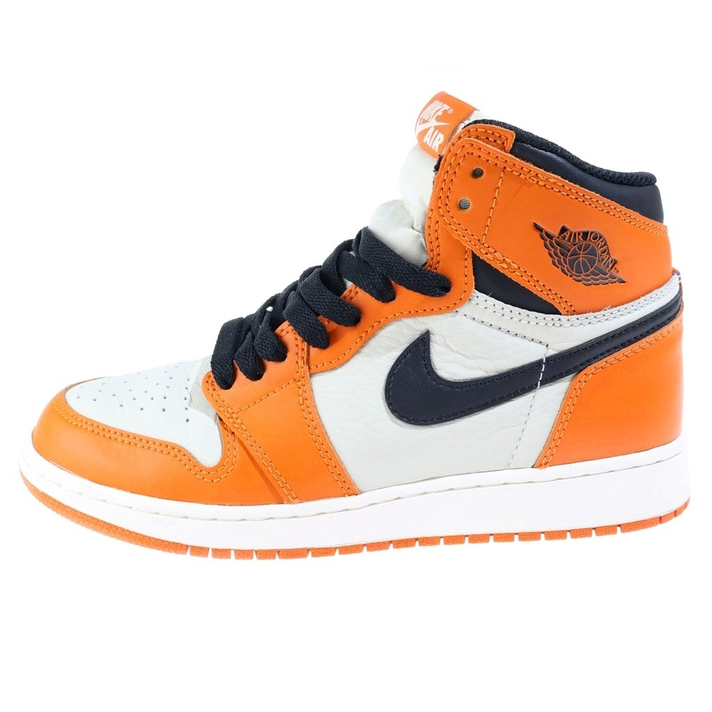 NIKE(ナイキ) 【観賞用 2016年製】GS AIR JORDAN 1 RETRO HIGH REVERSE SHATTERED BACKBOARD エアジョーダン1 レトロ ハイカットスニーカー レディース オレンジ/ホワイト US5.5Y/24cm 575441-113