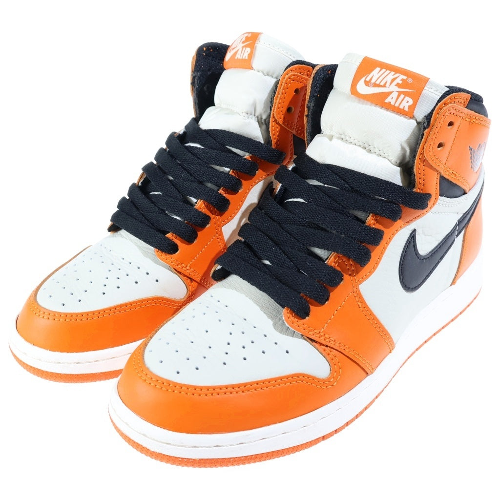 NIKE(ナイキ) 【観賞用 2016年製】GS AIR JORDAN 1 RETRO HIGH REVERSE SHATTERED BACKBOARD エアジョーダン1 レトロ ハイカットスニーカー レディース オレンジ/ホワイト US5.5Y/24cm 575441-113