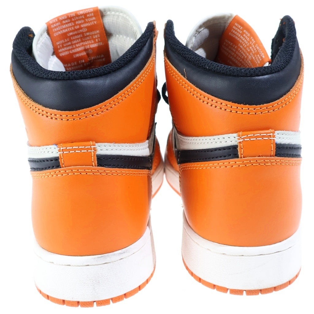 NIKE(ナイキ) 【観賞用 2016年製】GS AIR JORDAN 1 RETRO HIGH REVERSE SHATTERED BACKBOARD エアジョーダン1 レトロ ハイカットスニーカー レディース オレンジ/ホワイト US5.5Y/24cm 575441-113
