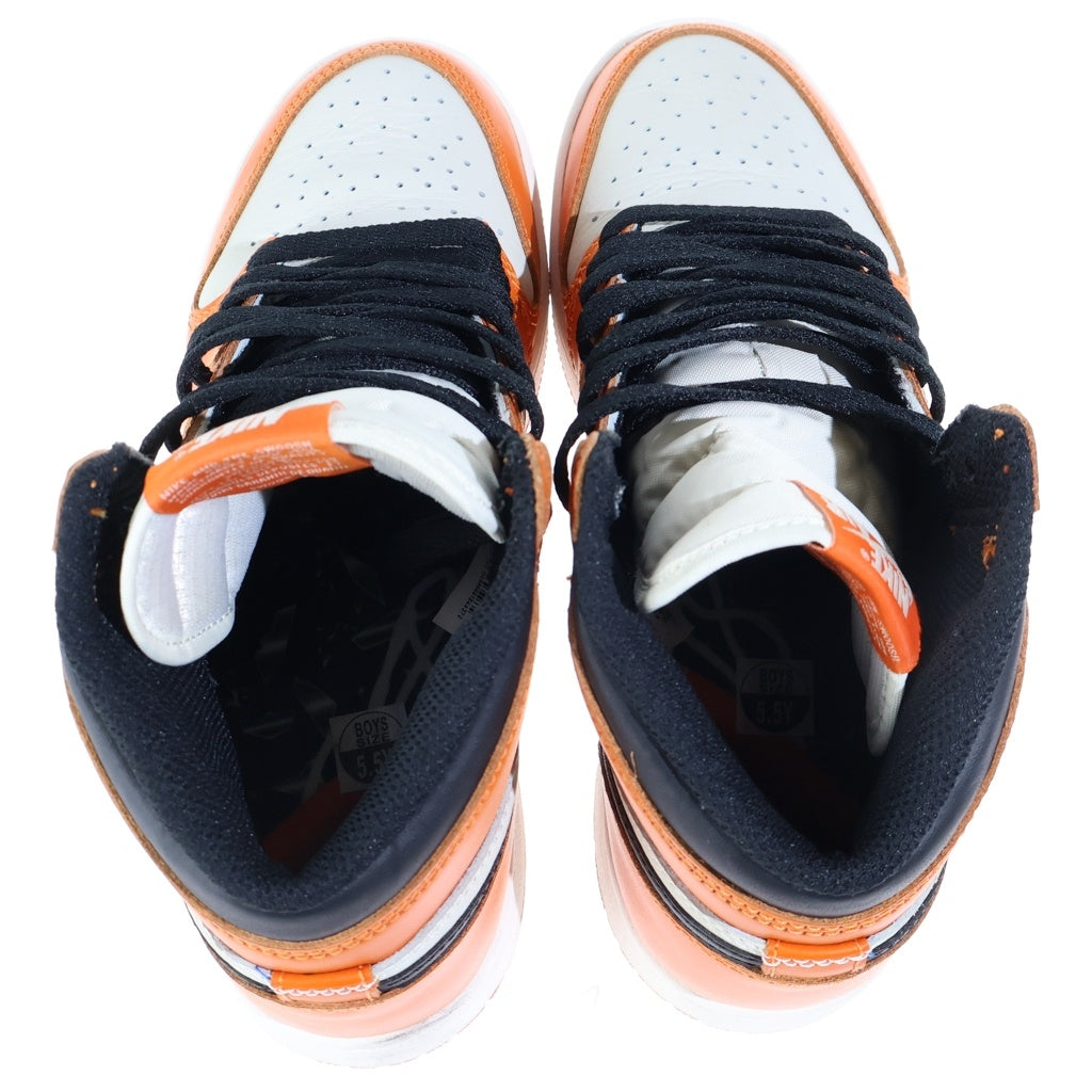 NIKE(ナイキ) 【観賞用 2016年製】GS AIR JORDAN 1 RETRO HIGH REVERSE SHATTERED BACKBOARD エアジョーダン1 レトロ ハイカットスニーカー レディース オレンジ/ホワイト US5.5Y/24cm 575441-113