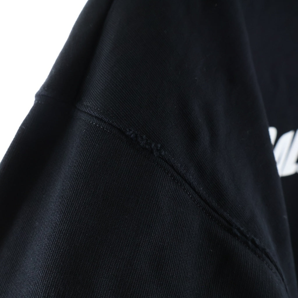BALENCIAGA(バレンシアガ) 22AW Destroyed DESTROYED LOGO PRINT HOODIE デストロイダメージ加工 ロゴエンブロイダリー プルオーバースウェットパーカー フーディー ブラック 729361 TNVL2