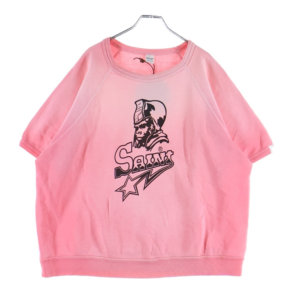 SAINT MICHAEL(セントマイケル) 26SS ×A BATHING APE STA S/S CREWNECK SWEATSHIRT アベイシングエイプ フロントロゴデザイン クルーネックスウェットTシャツ 半袖 ピンク SM-MK3-0000-C51