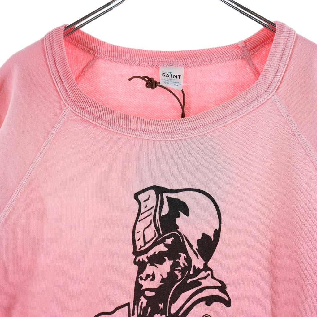 SAINT MICHAEL(セントマイケル) 26SS ×A BATHING APE STA S/S CREWNECK SWEATSHIRT アベイシングエイプ フロントロゴデザイン クルーネックスウェットTシャツ 半袖 ピンク SM-MK3-0000-C51