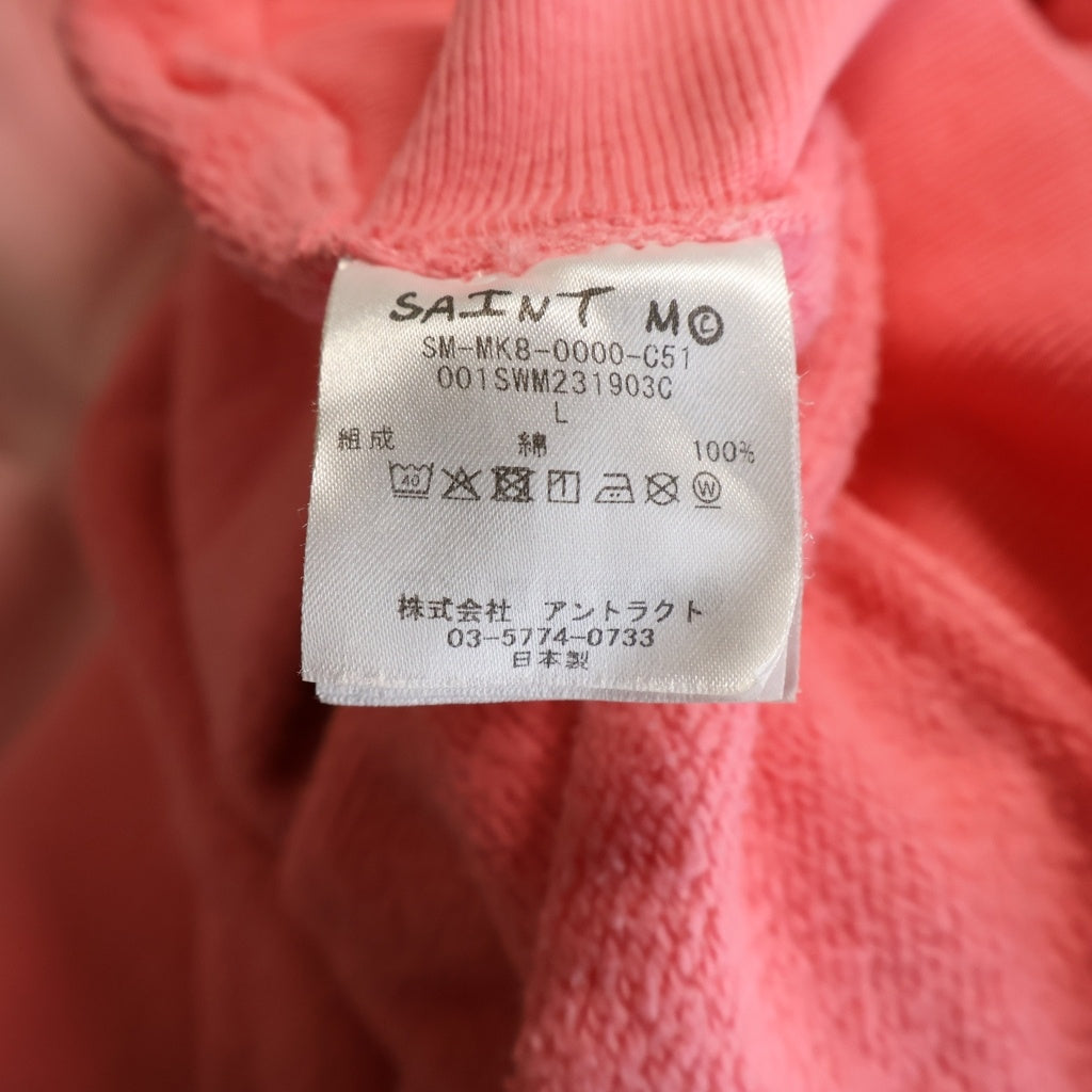 SAINT MICHAEL(セントマイケル) 26SS ×A BATHING APE STA S/S CREWNECK SWEATSHIRT アベイシングエイプ フロントロゴデザイン クルーネックスウェットTシャツ 半袖 ピンク SM-MK3-0000-C51