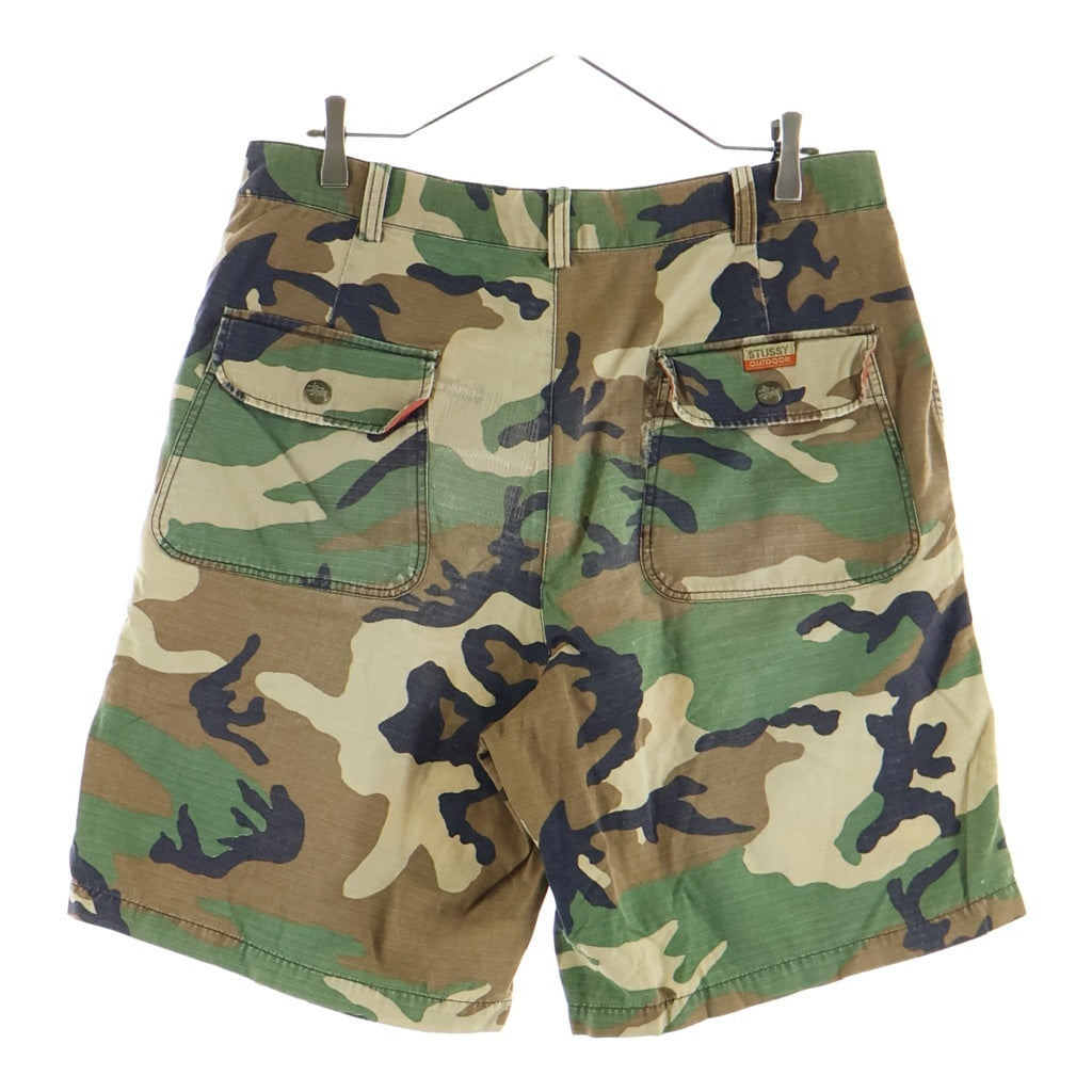 STUSSY(ステューシー) 90S OLD オールド 紺タグ リップストップ カモ柄 ハーフパンツ ショーツ カーキ