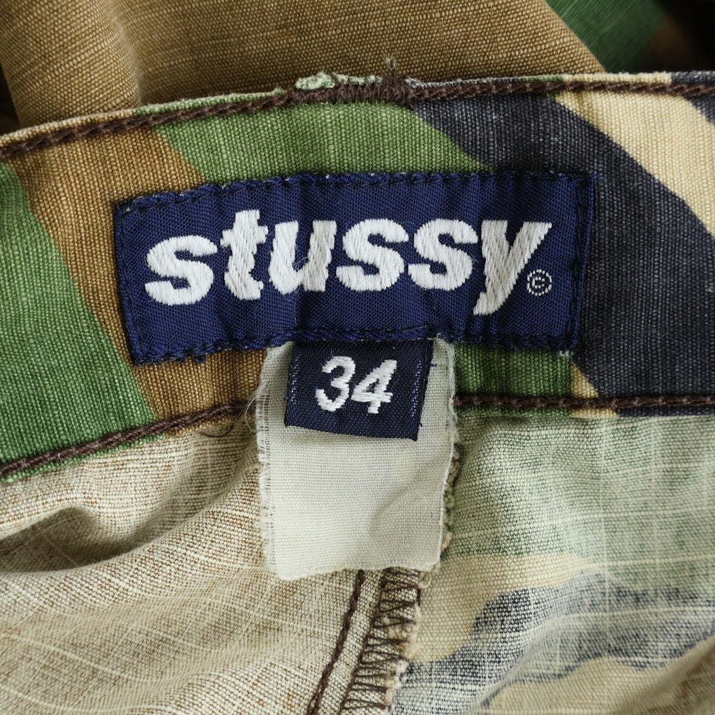 STUSSY(ステューシー) 90S OLD オールド 紺タグ リップストップ カモ柄 ハーフパンツ ショーツ カーキ
