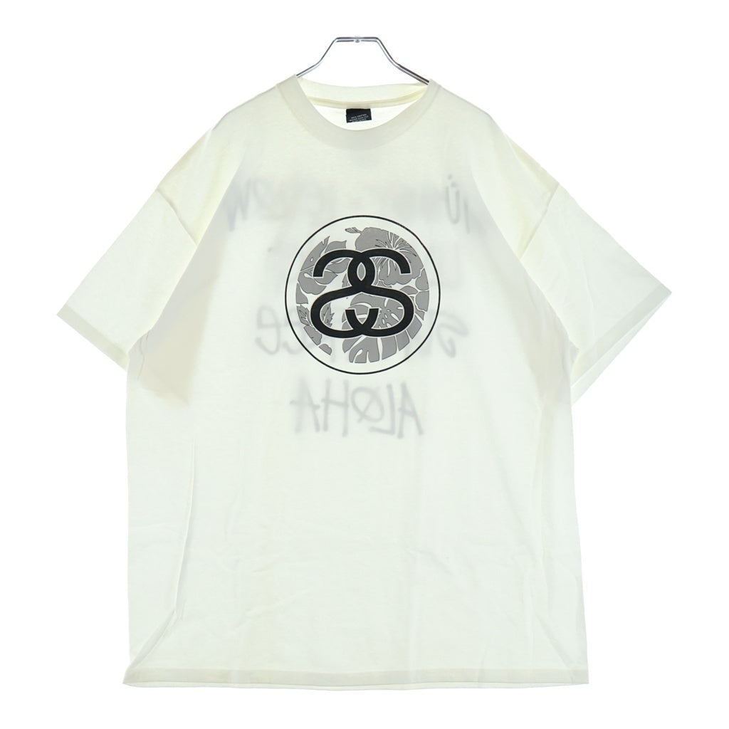 STUSSY(ステューシー) 00S ×LEILOW LIVE LONG STAY FREE ALOHA レイロー リブロングステイフリーアロハ クルーネック半袖Tシャツ カットソー ホワイト