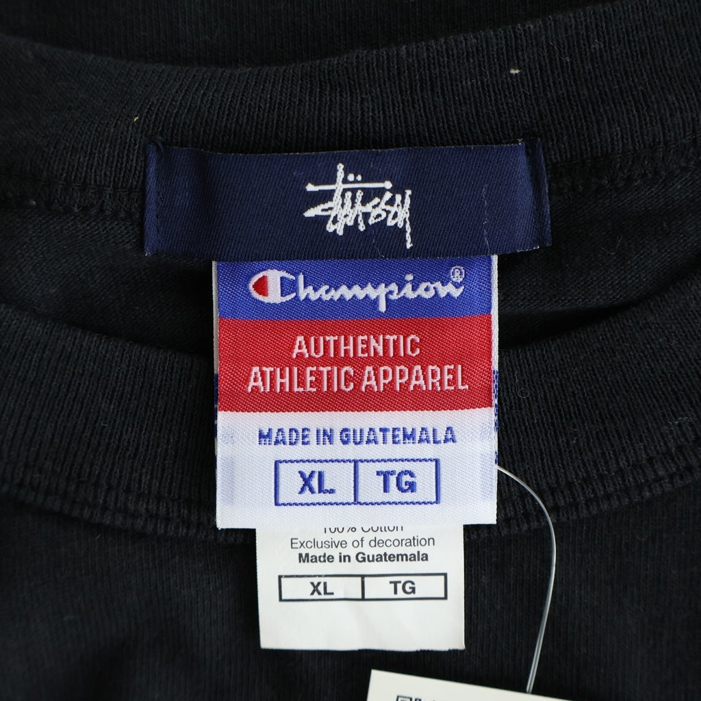 STUSSY(ステューシー) ×CHAMPION NAGOYA MEIEKI Chapt 5th Anniversary Tee チャンピオン 名古屋名駅 5周年記念 クルーネック半袖Tシャツ カットソー ブラック T1010-003