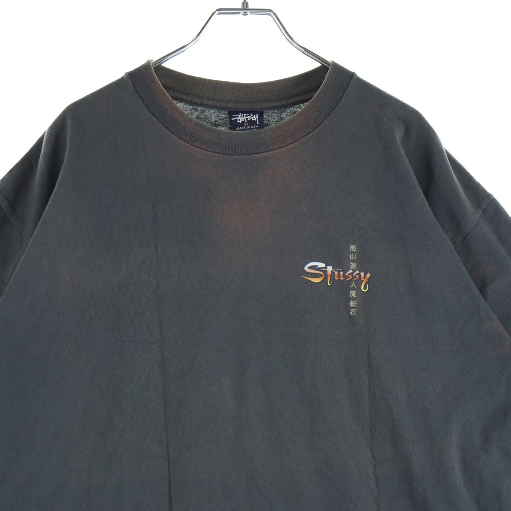 STUSSY(ステューシー) 90S OLD オールド 葛飾北斎 クルーネック半袖Tシャツ カットソー グレー