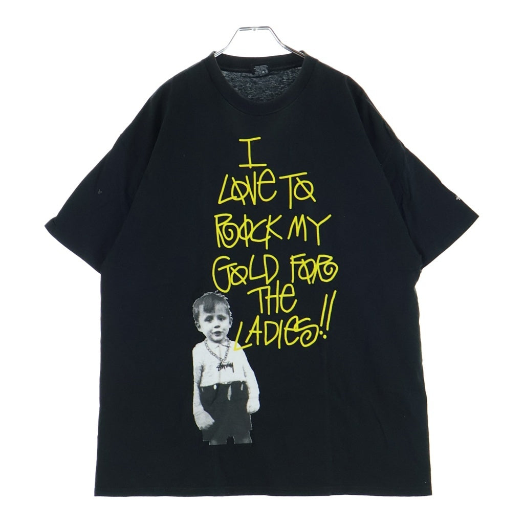STUSSY(ステューシー) 00S OLD ROCK MY GOLD オールド ロックマイゴールド クルーネック半袖Tシャツ カットソー ブラック