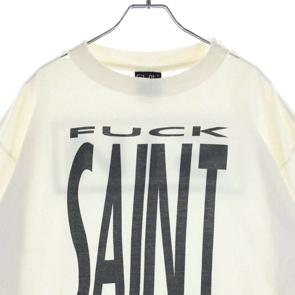 SAINT MICHAEL(セントマイケル) 25SS SS TEE / SAINT YOURSELF セントユアセルフロゴプリント クルーネック半袖Tシャツ カットソー ホワイト SM-HR8-0000-020