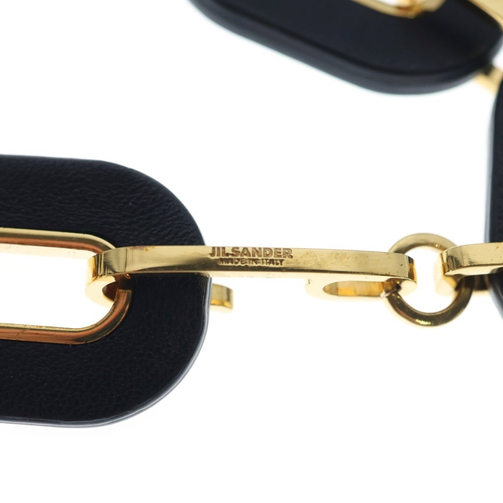 JIL SANDER(ジルサンダー) ゴールド金具 レザーチェーンブレスレット ブラック/ゴールド J11UY0018 J12022 レディース