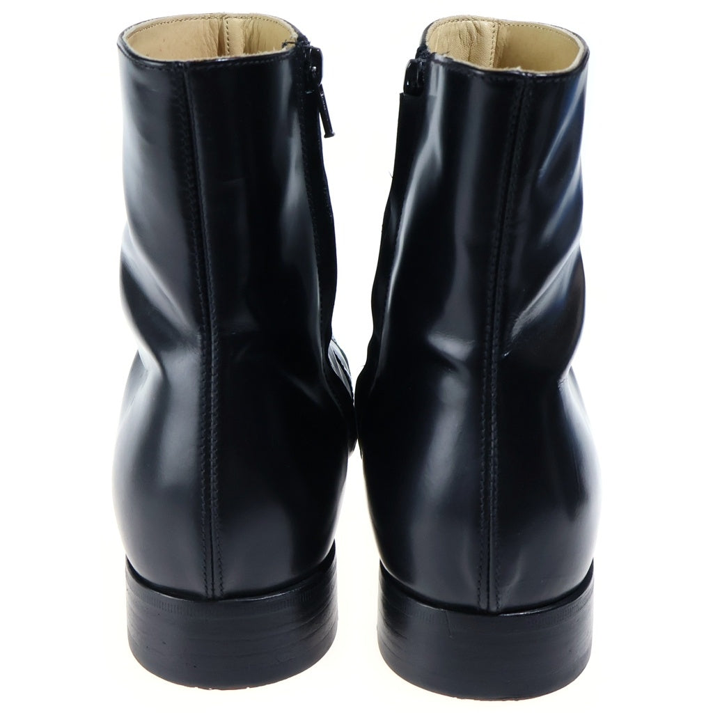 HELMUT LANG(ヘルムートラング) 本人期 メダリオン ウィングチップ サイドジップ レザー ブーツ ブラック 087