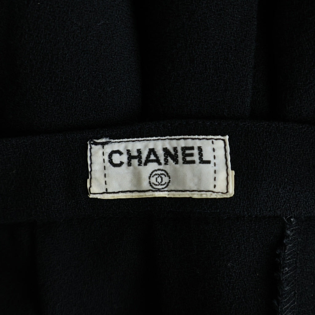 CHANEL(シャネル) ダブルボタンフロント ミディアム プリーツスカート レディース ブラック