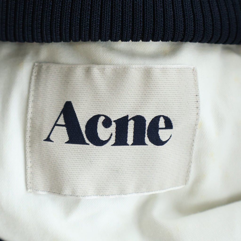 ACNE(アクネ) 12AW HALEBOP SATEEN JACKET ヘールボップ サテン レザーフーデッド ボンバージャケット ネイビー/ブラック