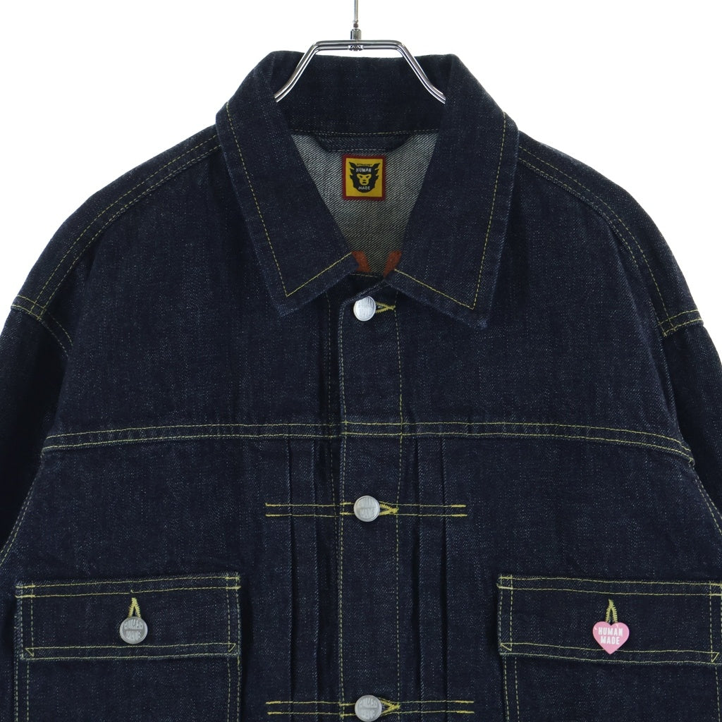 HUMAN MADE(ヒューマンメイド) 22AW ×LIL VERT UZI MADE DENIM JACKET リルウジヴァート ウジ メイド エンブロイダリー デニム ジャケット Gジャン インディゴ XX23JK005