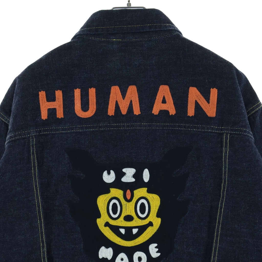 HUMAN MADE(ヒューマンメイド) 22AW ×LIL VERT UZI MADE DENIM JACKET リルウジヴァート ウジ メイド エンブロイダリー デニム ジャケット Gジャン インディゴ XX23JK005