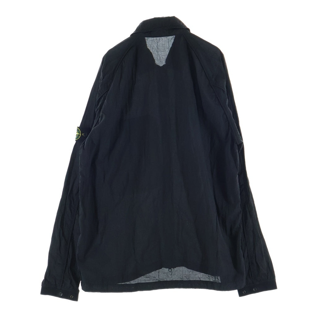 STONE ISLAND(ストーンアイランド) 22SS NYLON GARMENT DYED PACKABLE OVERSHIRT ナイロン ガーメント ダイ パッカブル ジップアップ ロゴワッペン オーバーシャツ ブルゾン ブラック 761512321