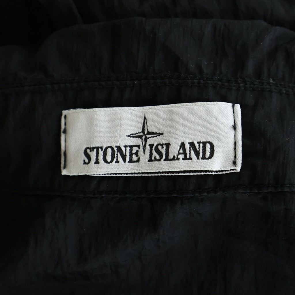 STONE ISLAND(ストーンアイランド) 22SS NYLON GARMENT DYED PACKABLE OVERSHIRT ナイロン ガーメント ダイ パッカブル ジップアップ ロゴワッペン オーバーシャツ ブルゾン ブラック 761512321