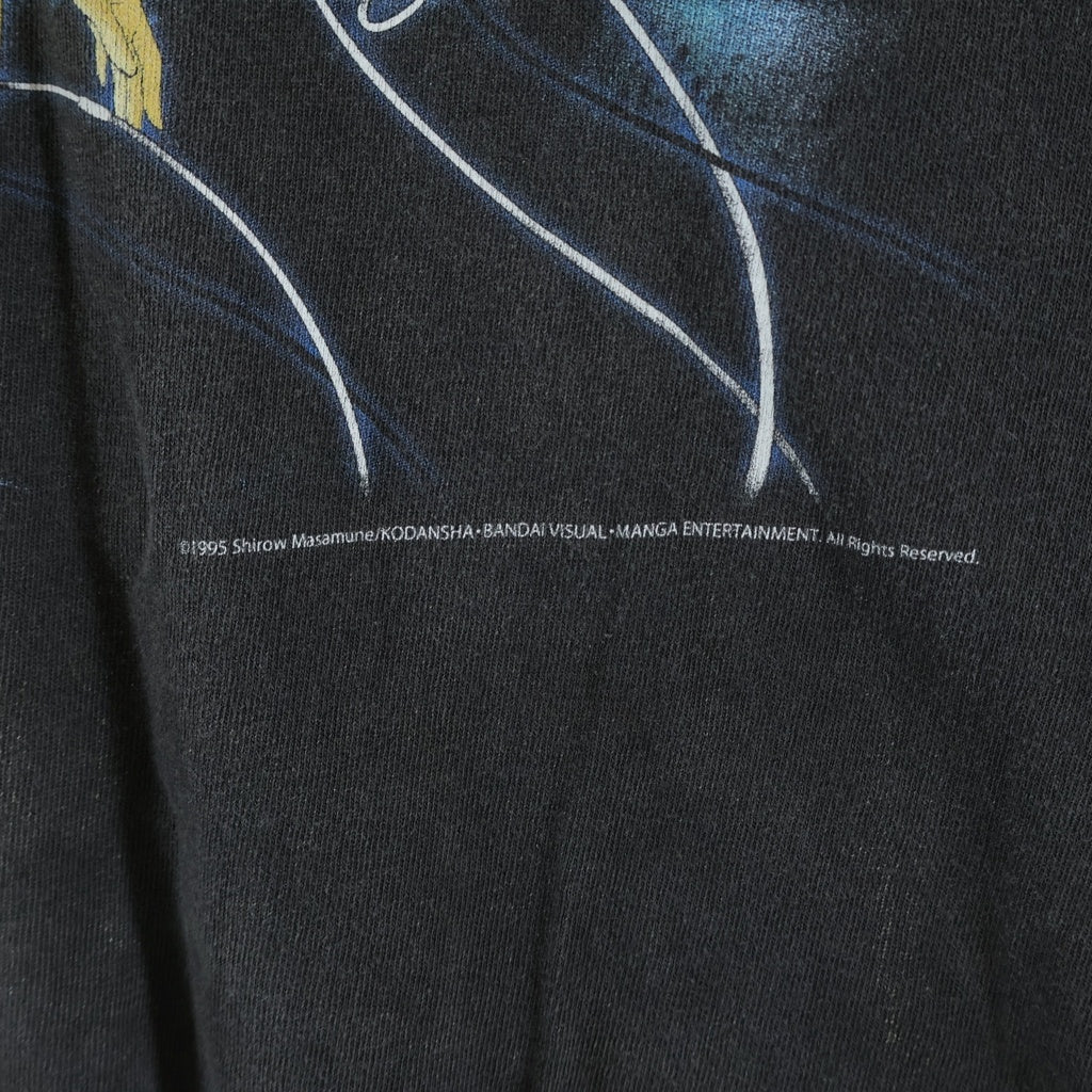 SAINT MICHAEL(セントマイケル) 24AW ILYA GITS GS LS TEE ヴィンテージ加工 攻殻機動隊 グラフィックプリント クルーネック 長袖Tシャツ カットソー ブラック SM-YS1-0000-C34
