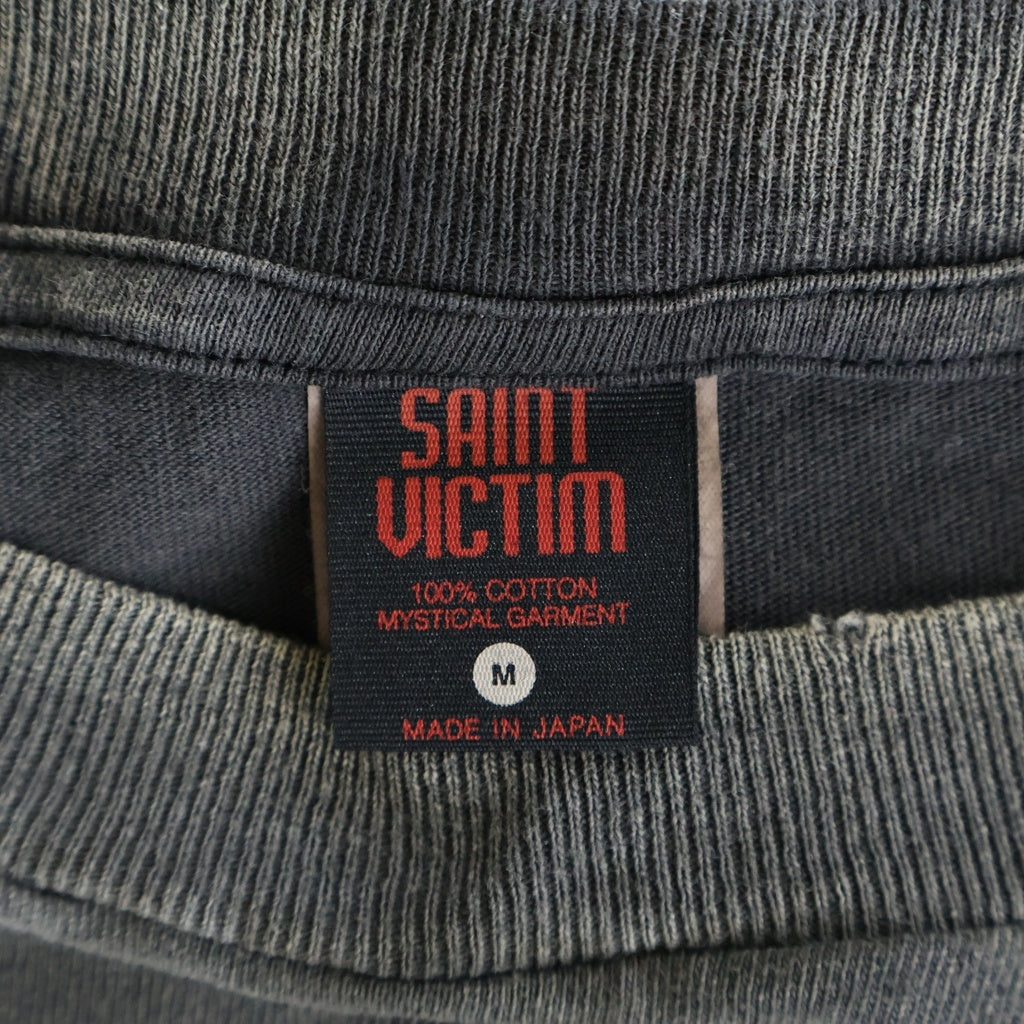 SAINT MICHAEL(セントマイケル) 24AW ILYA GITS GS LS TEE ヴィンテージ加工 攻殻機動隊 グラフィックプリント クルーネック 長袖Tシャツ カットソー ブラック SM-YS1-0000-C34