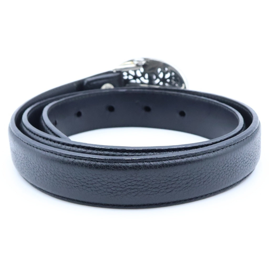 CHROME HEARTS(クロムハーツ) BUCKL OVAL CROSS1.0 クラシックオーバルクロス バックル レザーベルト シルバー/ブラック
