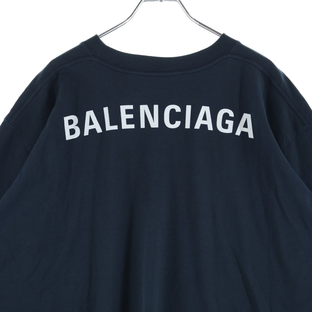 BALENCIAGA(バレンシアガ) バックロゴプリント クルーネック半袖Tシャツ カットソー ブラック 578124 TEV43