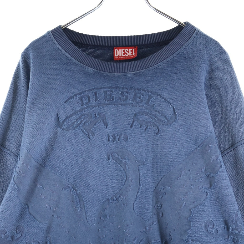 DIESEL(ディーゼル) S-ARON-JP25 限定 ピグメントダイ フェニックスデザイン クルーネックスウェットトレーナー ブルー P01617