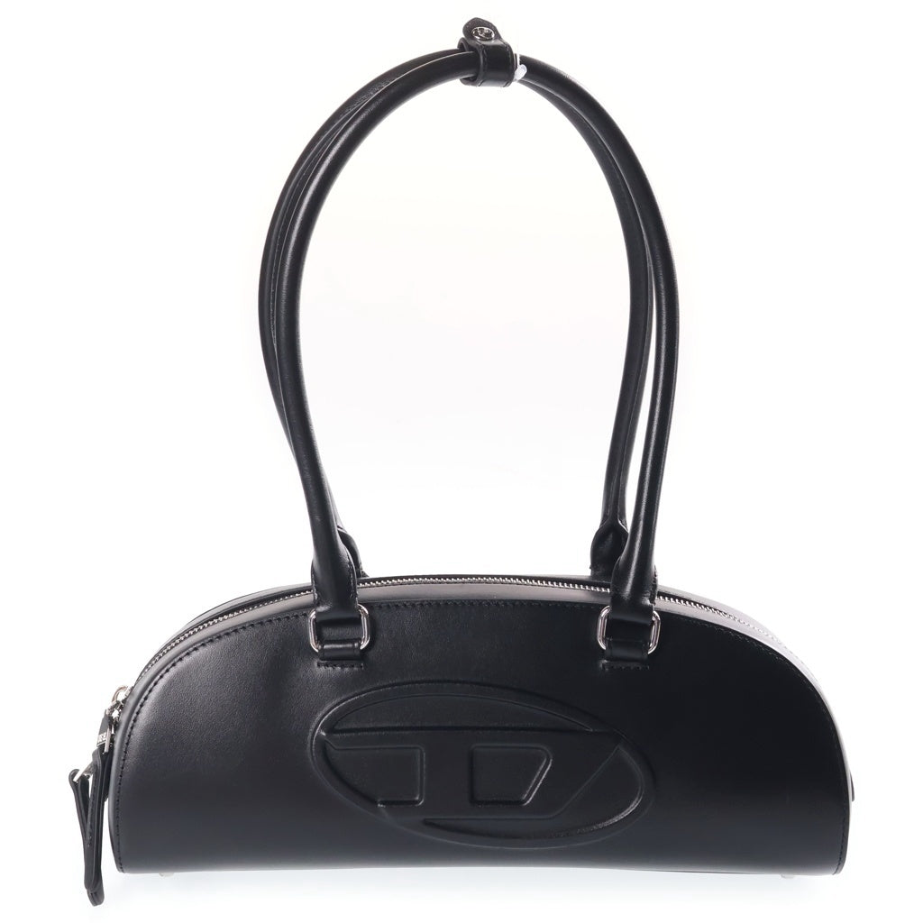 DIESEL(ディーゼル) 1DR DOME CROSSBODY Dロゴ 型押し 2WAY トップハンドル レザークロスボディバッグ ブラック X10369 P8279 レディース