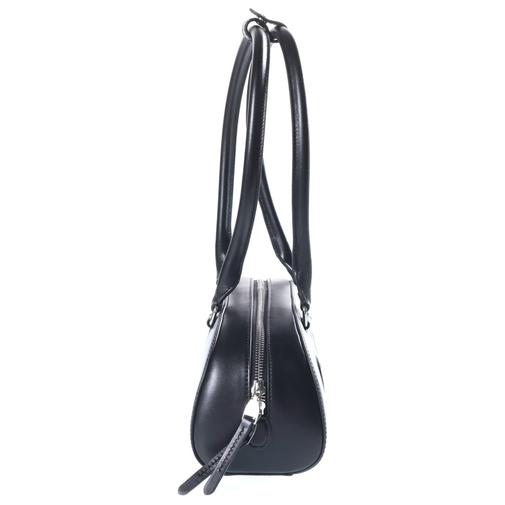 DIESEL(ディーゼル) 1DR DOME CROSSBODY Dロゴ 型押し 2WAY トップハンドル レザークロスボディバッグ ブラック X10369 P8279 レディース