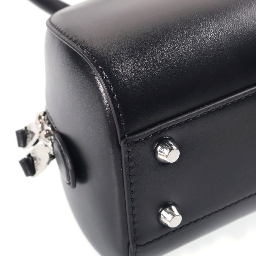 DIESEL(ディーゼル) 1DR DOME CROSSBODY Dロゴ 型押し 2WAY トップハンドル レザークロスボディバッグ ブラック X10369 P8279 レディース