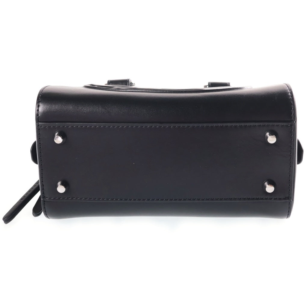 DIESEL(ディーゼル) 1DR DOME SHOULDER EW Dロゴ 型押し トップハンドル ドームレザーショルダーバッグ ブラック X10641 P8279