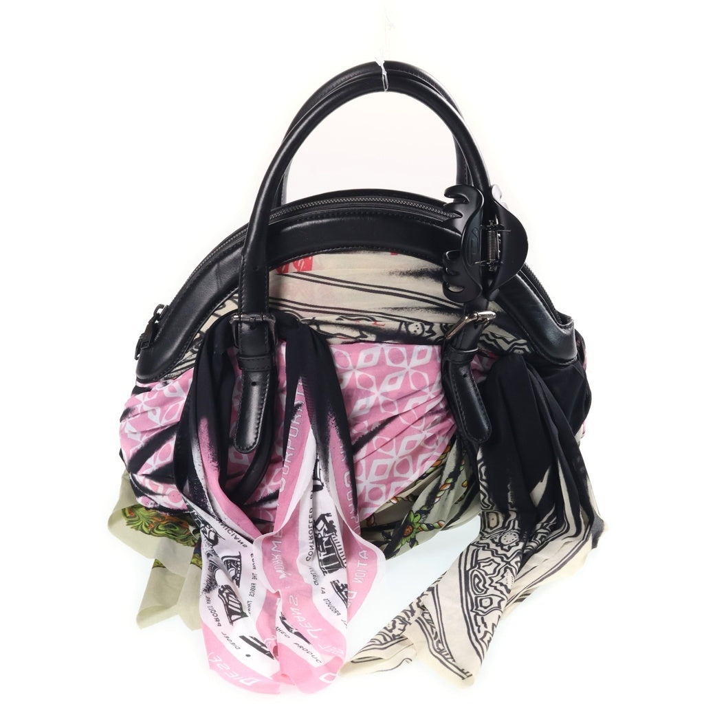 DIESEL(ディーゼル) TRASH-D BANDANA HANDBAG バンダナドッキング加工 トップハンドル レザーハンドバッグ マルチカラー