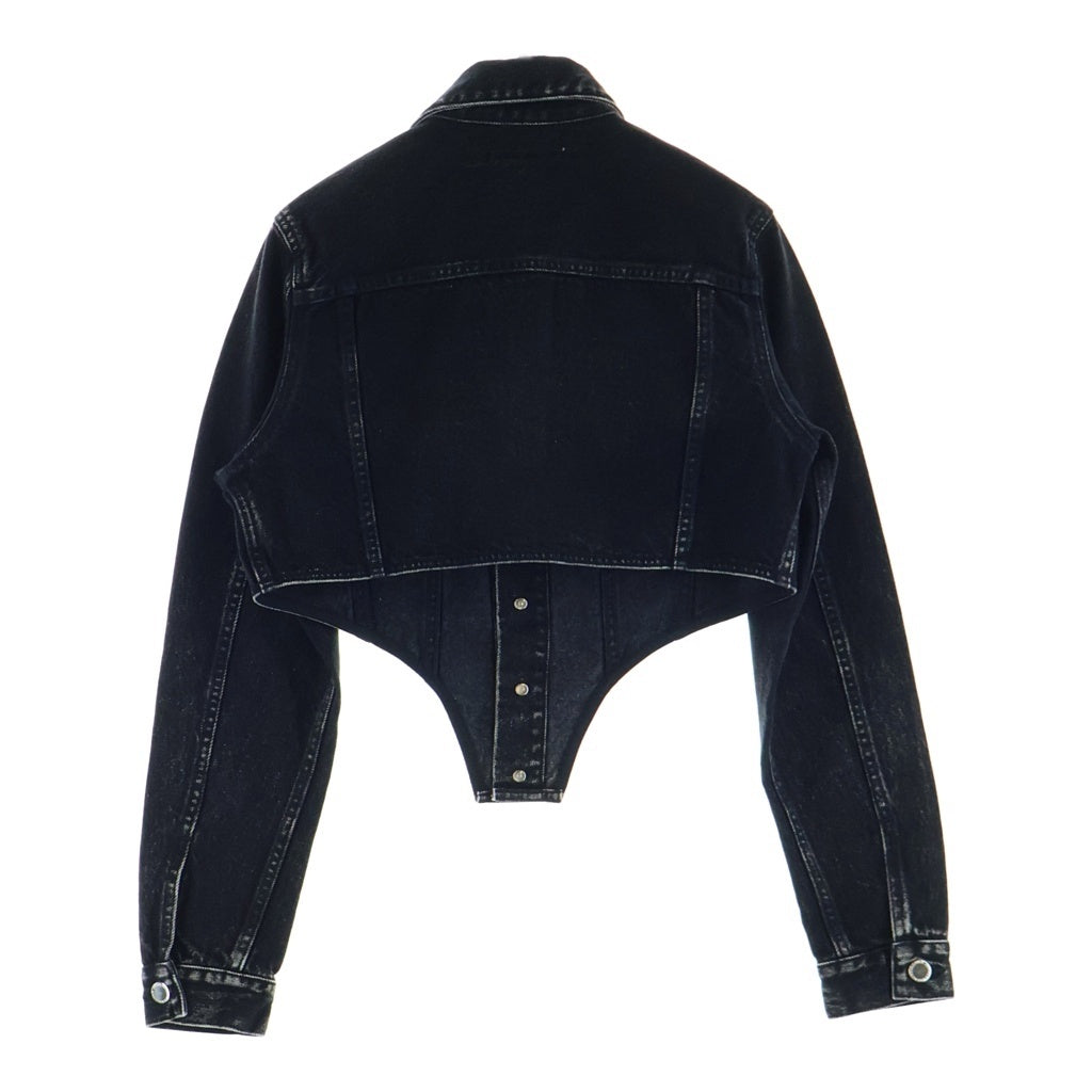 JOHN LAWRENCE SULLIVAN(ジョンローレンスサリバン) 23AW WASHED DENIM CUTTING JACKET ウォッシュド デニムカッティング クロップドジャケット レディース ブラック JLSW-50