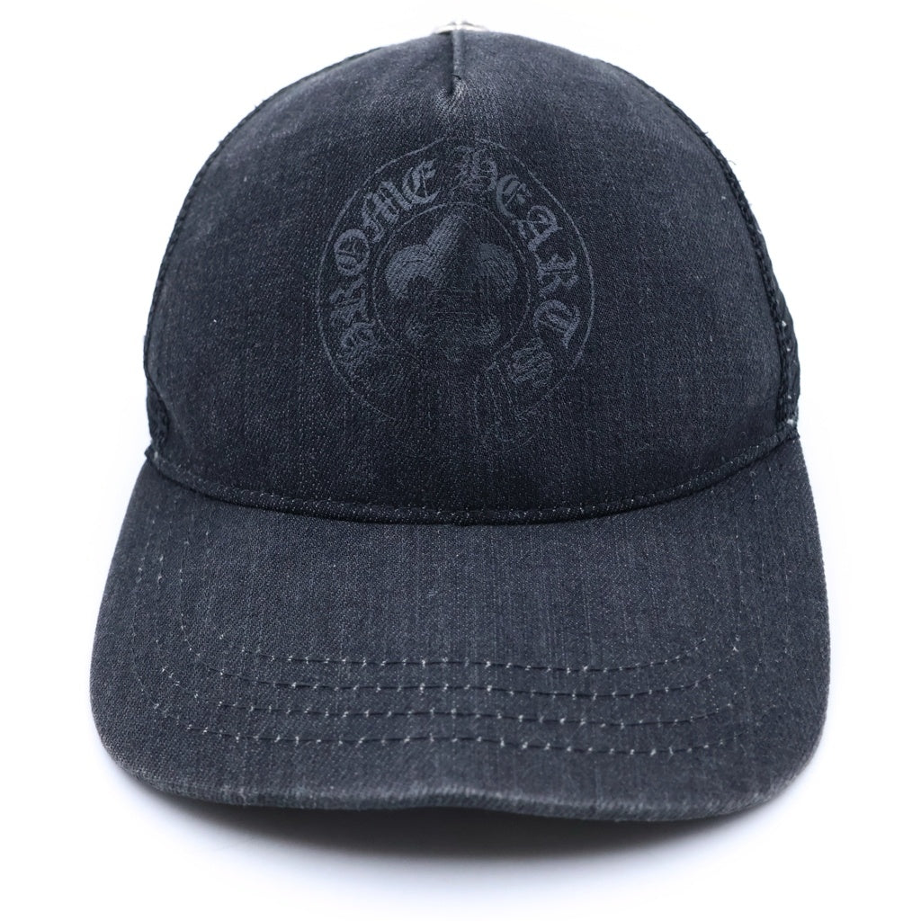 CHROME HEARTS(クロムハーツ) BS FLARE SCROLL LABEL BSフレア スクロールラベルプリント メッシュトラッカーキャップ 帽子 ブラック