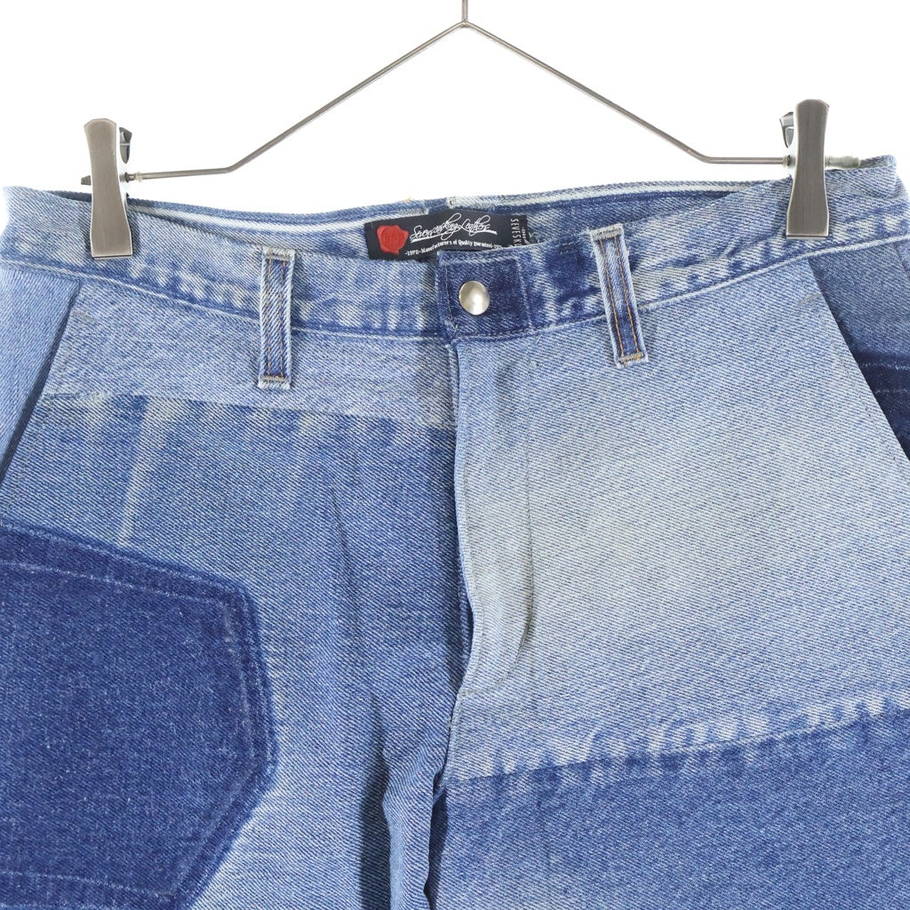 SEVESKIG(セヴシグ) 19AW VINTAGE UPCYCLE MOTO PANTS ヴィンテージアップサイクル パッチワーク ジップフライ モトデニムパンツ インディゴ PT-SV-KA-1002