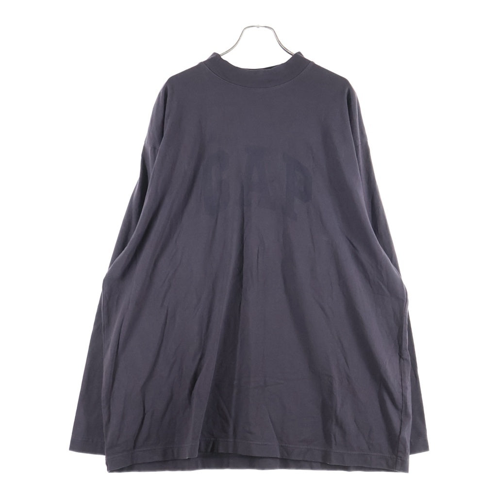 Yeezy Gap Engineered by Balenciaga(イージー ギャップ エンジニアードバイ バレンシアガ) Dove Long-Sleeve Tee ドーヴ ロゴプリント モックネック長袖Tシャツ カットソー チャコール 471305-01-1