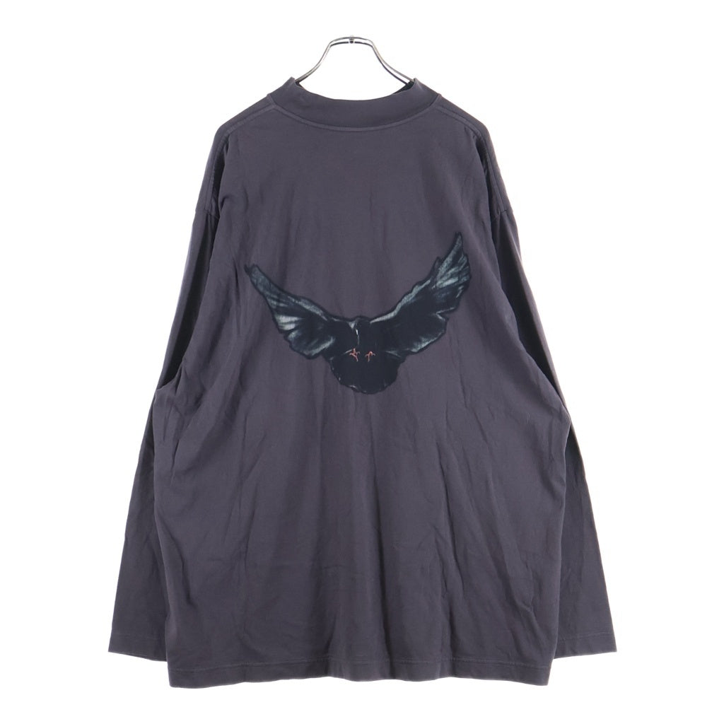 Yeezy Gap Engineered by Balenciaga(イージー ギャップ エンジニアードバイ バレンシアガ) Dove Long-Sleeve Tee ドーヴ ロゴプリント モックネック長袖Tシャツ カットソー チャコール 471305-01-1
